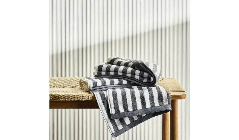 Habitat Grey Stripe 2 Pack Hand Towel
