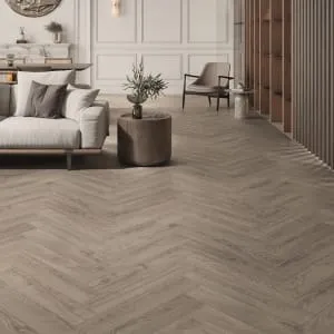 Wickes Plumley Taupe Oak Herringbone 8mm Laminate Flooring - 0.87m2