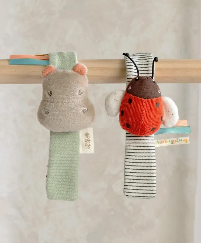 Mamas & Papas Wrist Rattles - Hippo/Ladybird (2 Pack)