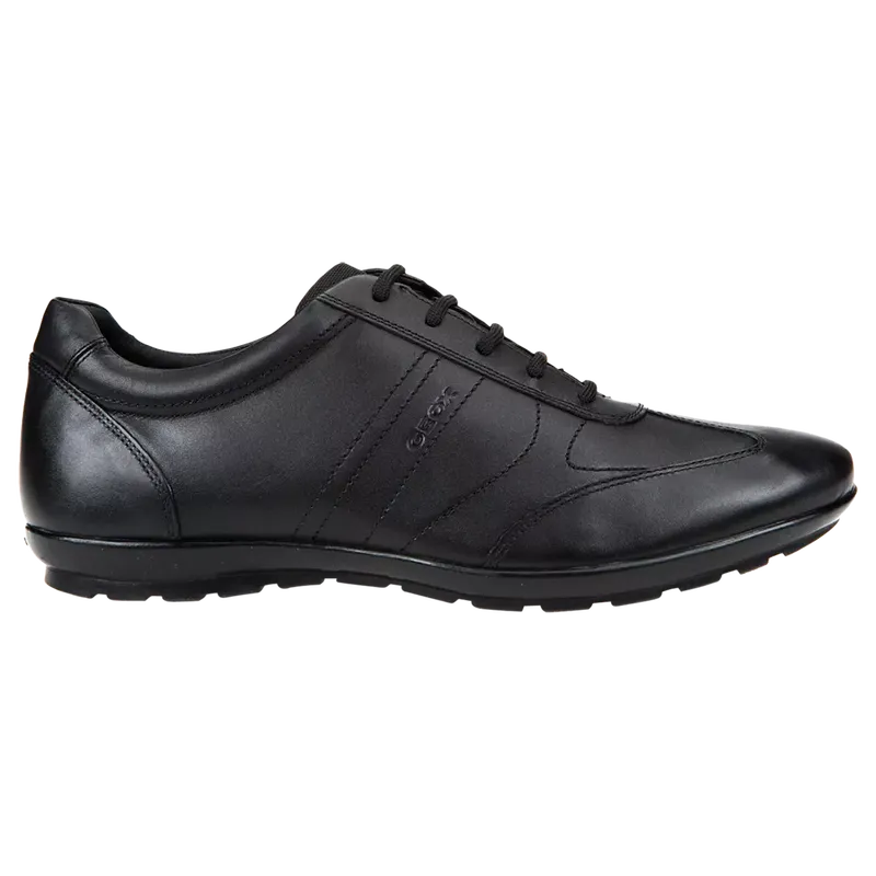 Geox Symbol City Leather Trainers, Black