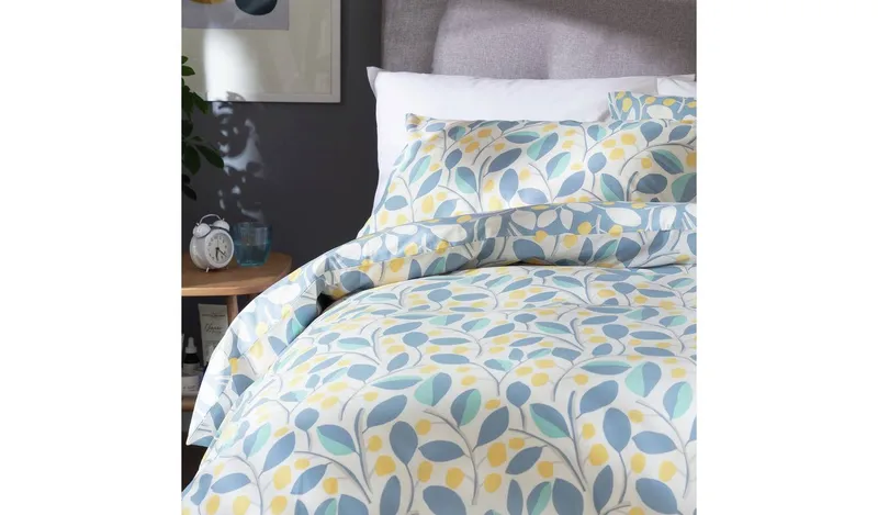 Argos Home Scandi Floral Sky Blue &Yellow Bedding Set-Single