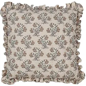 Multicoloured Floral Embroidered & printed effect Indoor Cushion (L)45cm (W)45cm