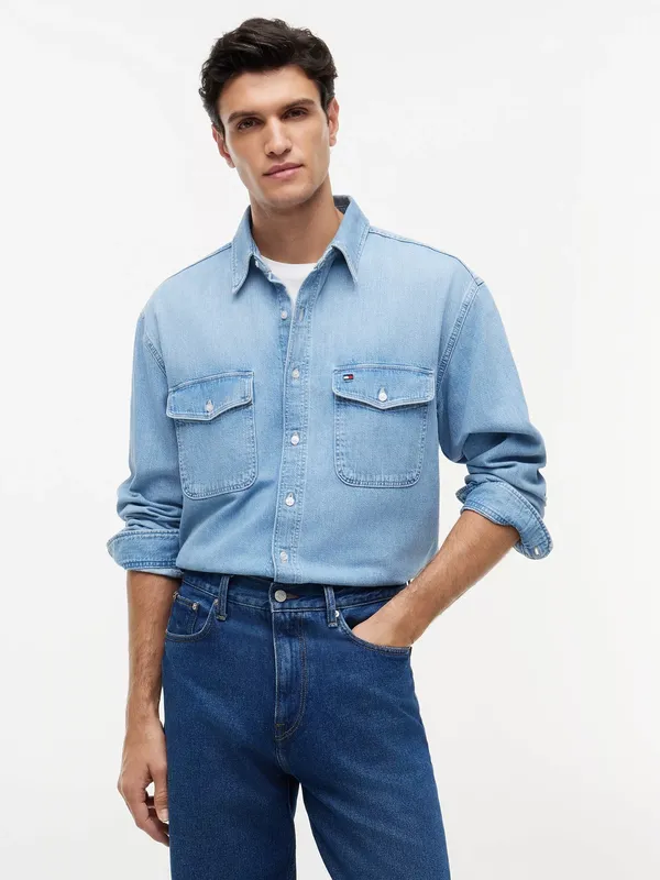 Tommy Hilfiger Relaxed Fit Denim Shirt, Light Blue