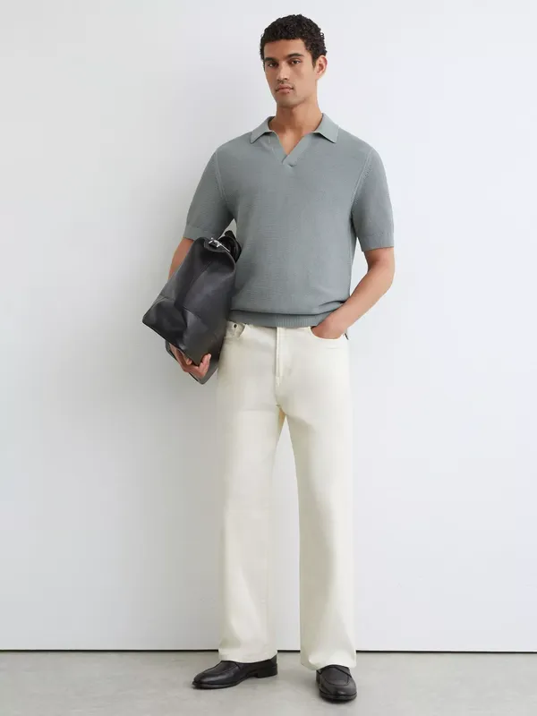 Reiss Leon Cotton Blend Polo Shirt, Sage
