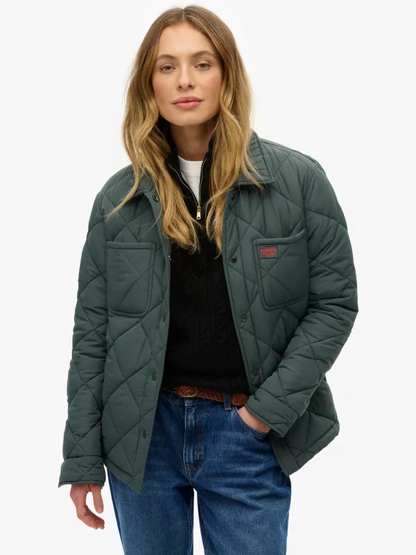 Superdry Quilted Chore Liner Jacket, Thyme Green