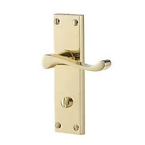 Colours Nehou Polished Brass effect Zamak Scroll WC Door handle (L)96mm (D)55mm Pair