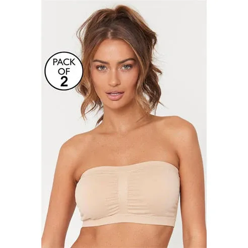 Be You Women's 2 Pack Bandeau Non Wired Bra
