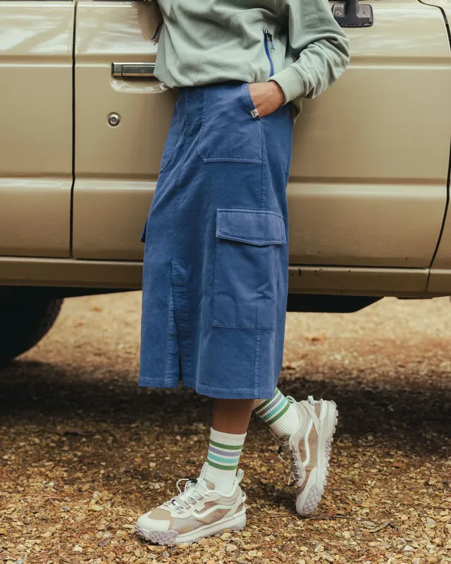 Passenger Clothing Avian Cord Midi Skirt - Dark Denim