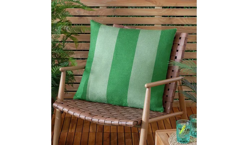 Furn Stripe Woven Green Outdoor Cushion