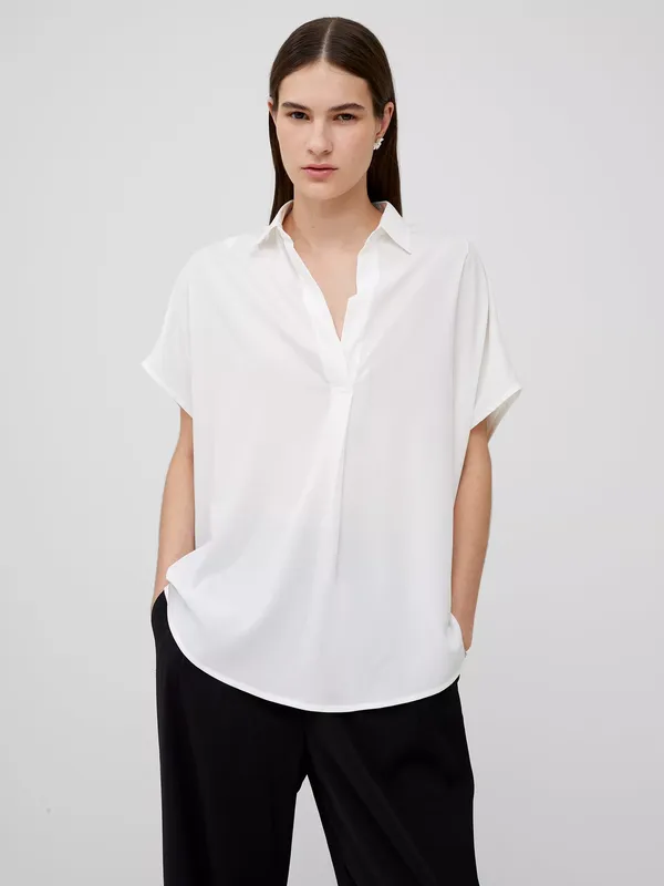 French Connection Crepe Short Sleeve V-Neck Blouse