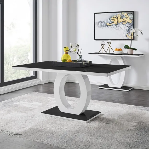 Giovani 6 High Gloss And Glass Dining Table - Black