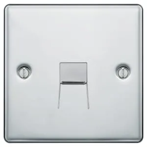 BG Screwed Raised Plate Screw Type Single Master Telephone Socket - Polished Chrome