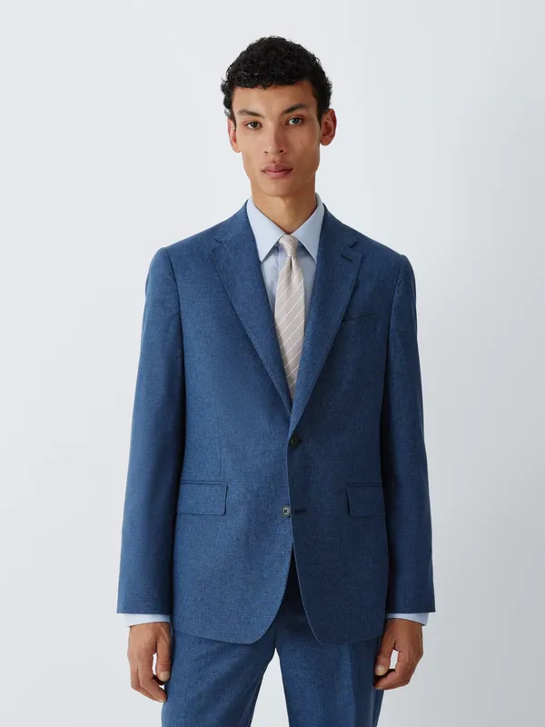 John Lewis J. Lewis Italian Premium Puppytooth Wool Blend Regular Fit Suit Jacket, Blue Check