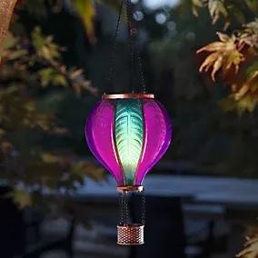 Smart Solar Pink & Blue Plastic Solar-powered Outdoor LED Medium Flaming Balloon Decorative light
