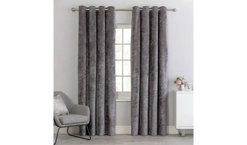 Argos Home Crushed Velvet Fully Lined Eyelet Curtains