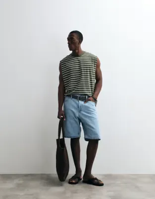 baggy denim shorts in light blue