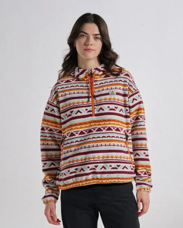 Passenger Clothing Ayla Micro Polartec® Hooded Fleece - Geo Tracks Birch