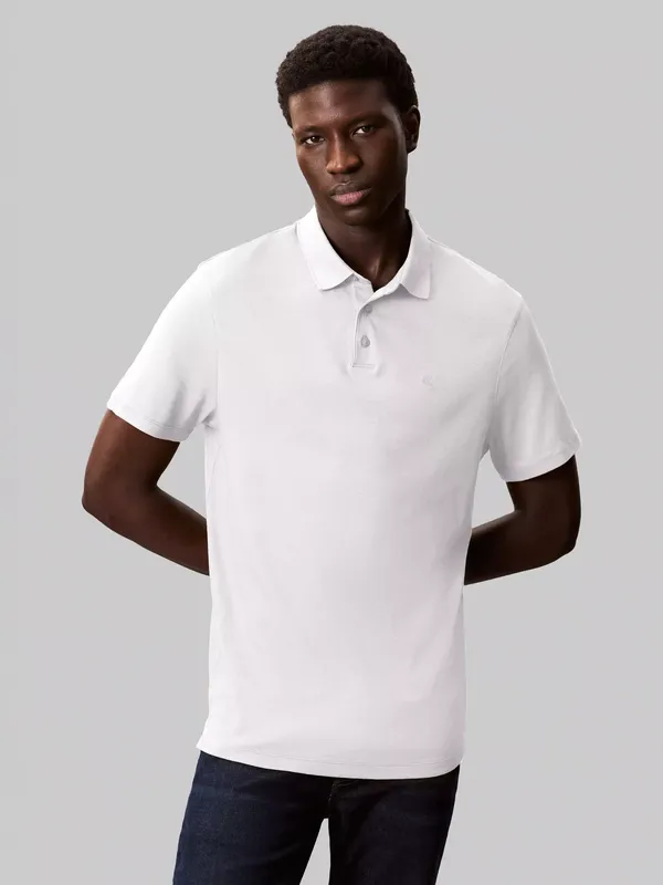 Calvin Klein Cotton Regular Fit Short Sleeve Logo Polo Shirt, Bright White