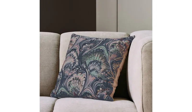 Habitat Marble Ribbed Cushion - Blue - 43x43cm