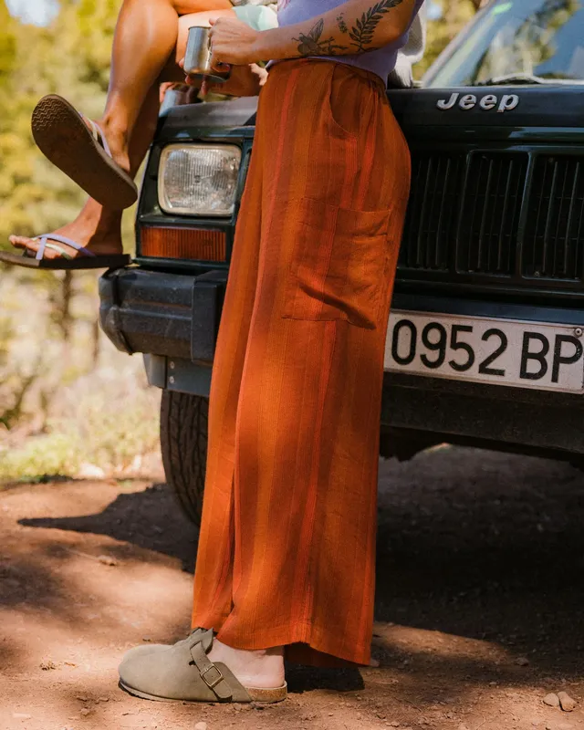 Passenger Clothing Someday Woven Trouser - Ember Orange Stripe