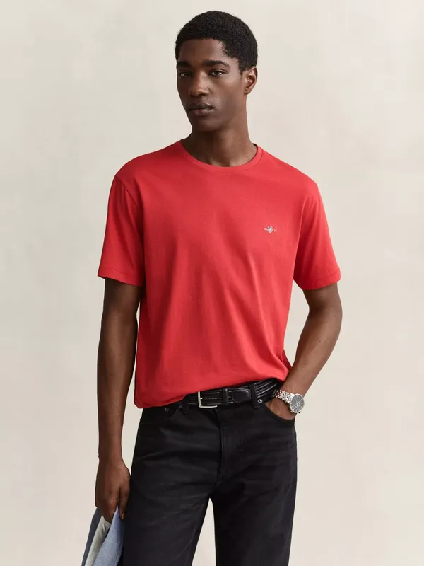 GANT Shield Crew Neck Cotton T-Shirt, Maple Fire