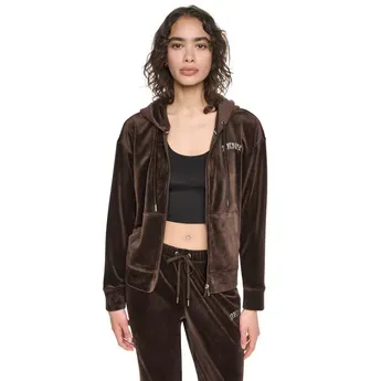 DKNY Women's Varsity Velour Rhinestone Logo Full-Zip Hoodie