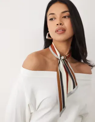 stripe print skinny scarf