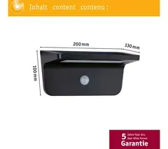 PAULMANN Cyprus Outdoor Solar Wall Light with Motion Sensor - Anthracite