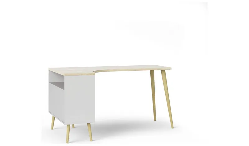 Tvilum Oslo 2 Drawer Office Desk - White & Oak
