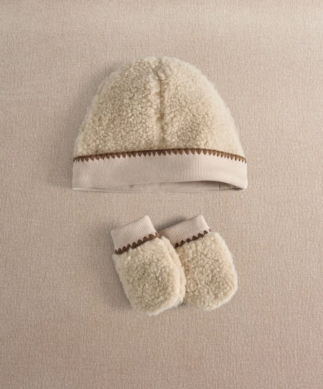 Mamas & Papas Borg Hat & Mitts Set