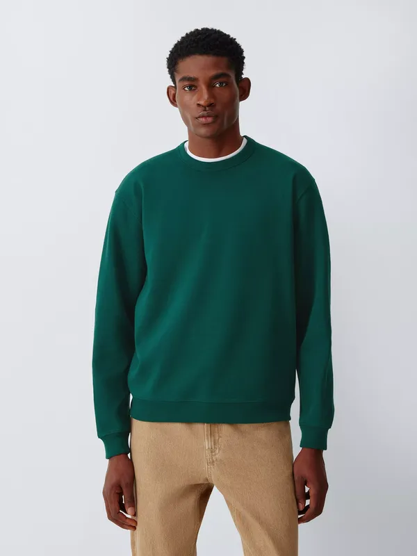John Lewis Pique Cotton Blend Crew Neck Sweatshirt