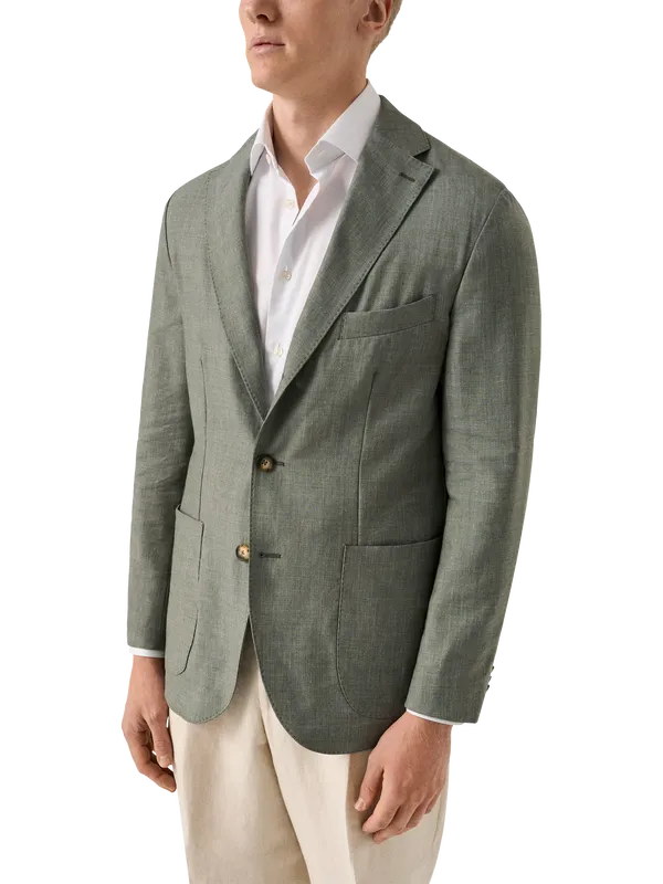 Eton Linen & Wool Blend Soft Jacket, Green