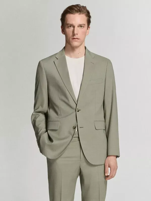Mango Milan Single Breasted Blazer, Green