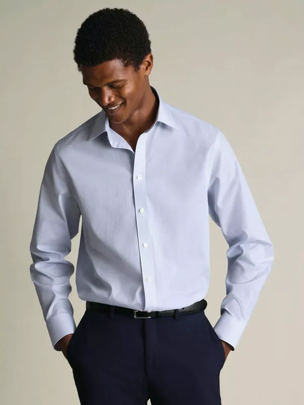 Charles Tyrwhitt Non Iron Check Poplin Cotton Slim Fit Shirt, Blue/Red Check
