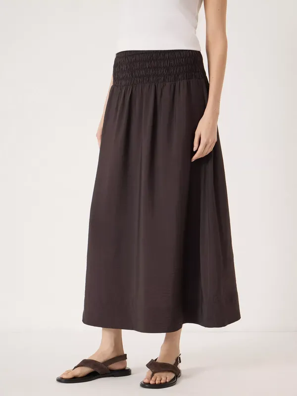 HUSH Iris Midi Skirt, Dark Brown