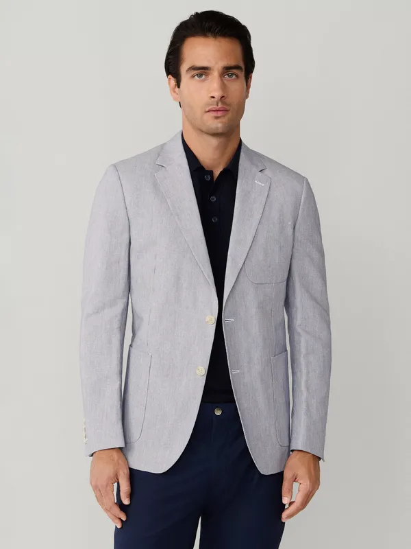Hackett London Heritage Ascot Block Single Breasted Cotton Linen Blend Blazer, Old Navy
