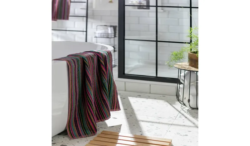 Habitat Cotton Skinny Bright Stripe Hand Towel-Multicoloured