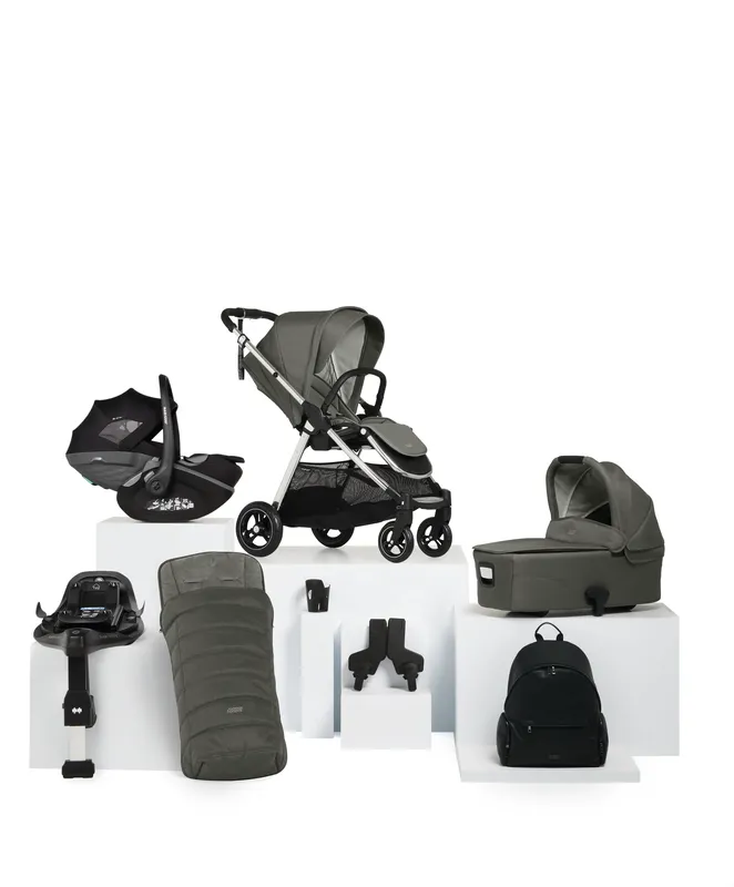 Mamas & Papas Flip XT³ Pushchair Bundle with Maxi-Cosi Pebble Slide Pro Car Seat & Base (8 Pieces) - Harbour Grey