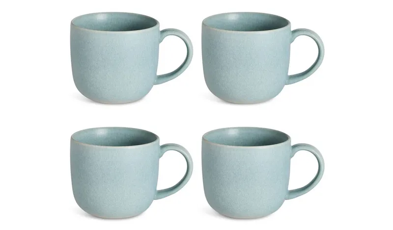 Habitat Set of 4 Reactive Stoneware Mugs - Soft Blue