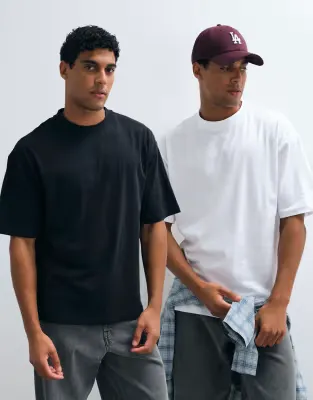 Essentials 2 pack oversized t-shirts in white and black