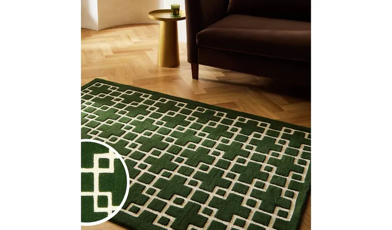 Habitat Luxe Chain Green Wool Rug