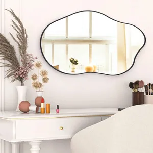 Cloud-Shaped Iron Frame Explosion-Proof Wall Mirror - Black