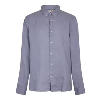 Timberland Men's Mill Brook Linen Leaf Green Long-Sleeve Plain Shirt