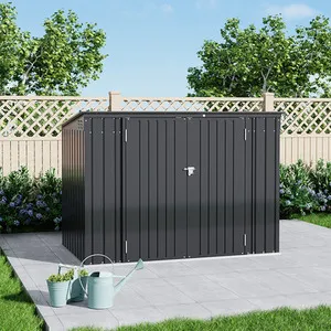 Breeins 2-in-1 Dustbin Bike Store Metal Storage Shed - Charcoal Black