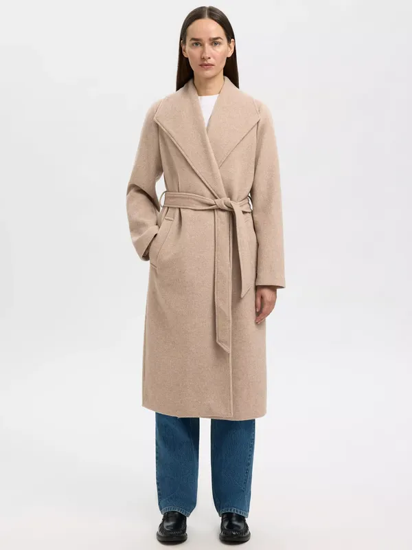 Selected Rosa Wool Blend Coat, Sand
