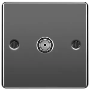 BG Screwed Raised Plate Single Socket For TV or FM Co-Axial Aerial Connection - Black Nickel