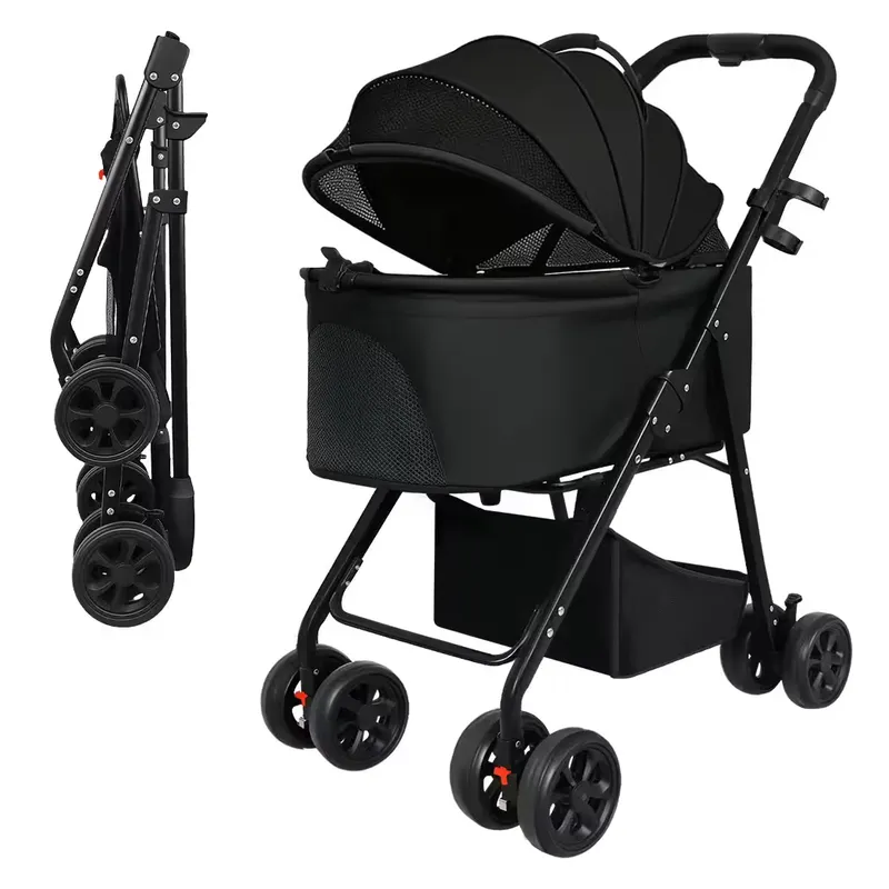 LEVEDE Skylos 3-in-1 Foldable Pet Stroller - Black/Grey