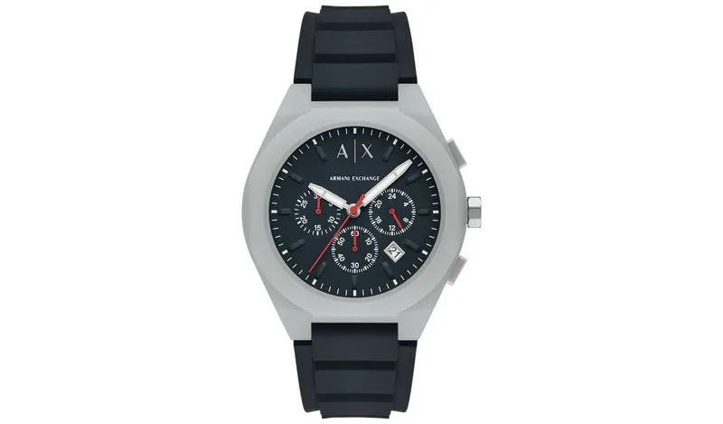 Armani Exchange Men's Charcoal Dial Silicone Strap Watch