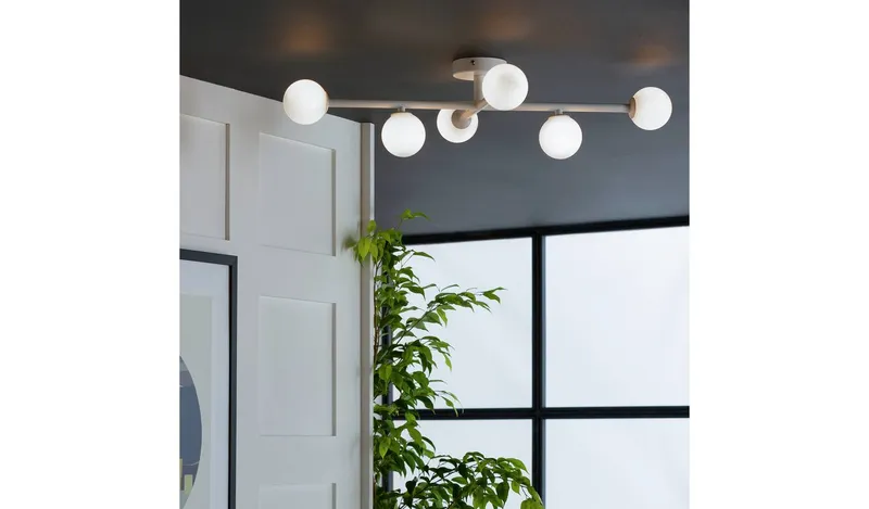 Habitat Alonso 6 Light Bathroom Flush Ceiling Light - White