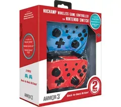 HYPERKIN Armor3 NuChamp Wireless Controller for Nintendo Switch - Red & Blue, Twin Pack
